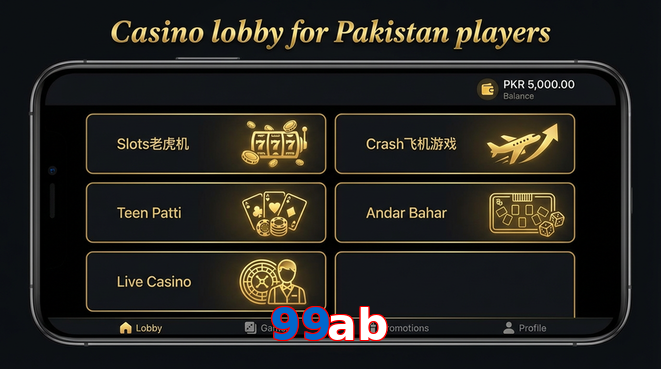 Lobby view of 99Ab for Pakistan users